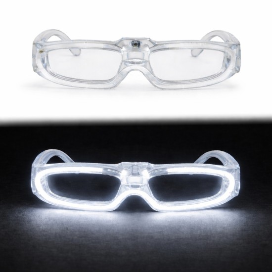 Beyaz LED Işıklı Parti Gözlüğü 3 Modlu – Glow & Gece Eğlence Gözlüğü