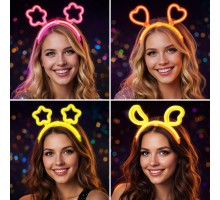 Karanlıkta Parlayan Glow Taç Seti 12 Adet – Yıldız Kalp Ay Çiçek (Her Model 3 Adet)