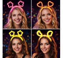 Karanlıkta Parlayan Glow Taç Seti 12 Adet – Yıldız Kalp Ay Çiçek (Her Model 3 Adet)