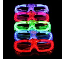 LED Işıklı Glow Pilli Parti Gözlüğü - Glow Efektli 6 Adet 5 Renk