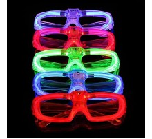 LED Işıklı Glow Pilli Parti Gözlüğü - Glow Efektli 6 Adet 5 Renk