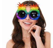 Tropikal Ananas Tasarımlı Renkli Hawaii Parti Gözlüğü