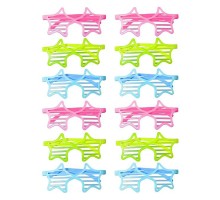 Retro Neon Fosforlu Yıldız Panjur Gözlük 12 Adet – 80’ler 90’lar Parti Stili