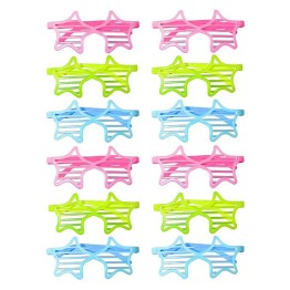 Retro Neon Fosforlu Yıldız Panjur Gözlük 12 Adet – 80’ler 90’lar Parti Stili