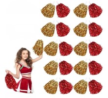 Kırmızı Altın Metalik Dolgun Gösteri Ponponu 20 Adet (10 Çift)