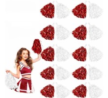 Kırmızı Beyaz Metalik Dolgun Gösteri Ponponu 20 Adet (10 Çift)
