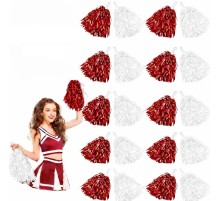 Kırmızı Beyaz Metalik Dolgun Gösteri Ponponu 20 Adet (10 Çift)