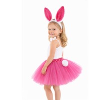 Fuşya Tavşan Kostüm Seti Kız Çocuk – Tütü Etekli 4 Parça