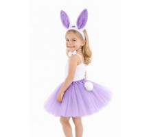 Lila Mor Tavşan Kostüm Seti Kız Çocuk – Tütü Etekli 4 Parça
