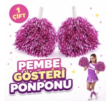 1 Çift ( 2 Adet ) Pembe Renk 23 Nisan 19 Mayıs 29 Ekim Okul Gösteri Ponponları