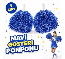 1 Çift ( 2 Adet ) Mavi Renk 23 Nisan 19 Mayıs 29 Ekim Okul Gösteri Ponponları
