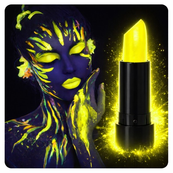 UV Neon Sarı Ruj – Karanlıkta Parlayan Makyaj Boyası