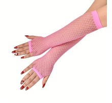 80’ler 90’lar Retro Neon Pembe File Parmaksız Eldiven 26 cm