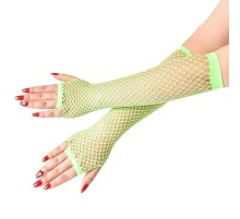 80’ler 90’lar Retro Neon Yeşil File Parmaksız Eldiven 26 cm