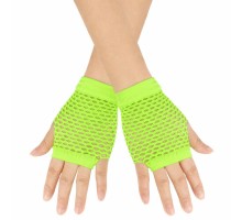 80’ler 90’lar Retro Neon Yeşil File Parmaksız Kısa Eldiven 11 cm