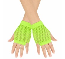 80’ler 90’lar Retro Neon Yeşil File Parmaksız Kısa Eldiven 11 cm