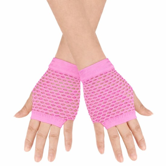 toptan-xml-dropshipping-80 ler 90 lar Retro Neon Pembe File Parmaksız Kısa Eldiven 11 Cm