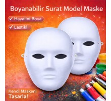 Boyanabilir Surat Model Maske – Lastikli Kendin Tasarla