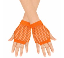 80’ler 90’lar Retro Neon Turuncu File Parmaksız Kısa Eldiven 11 cm