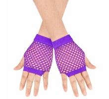 80’ler 90’lar Retro Mor File Parmaksız Kısa Eldiven 11 cm