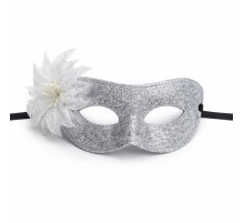 Gümüş Simli Tüylü Balo Maskesi – Kadın Parti & Maskeli Balo Maskesi