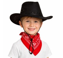 Çocuk Kovboy Şapka Siyah & Kırmızı Bandana Fular Seti