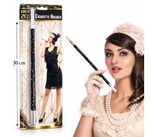 30 cm Siyah Payetli Sigara Tutacağı – 1920’ler Gatsby Parti Aksesuarı
