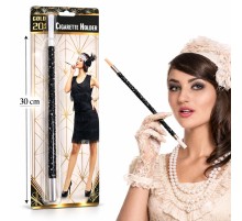 30 cm Siyah Payetli Sigara Tutacağı – 1920’ler Gatsby Parti Aksesuarı