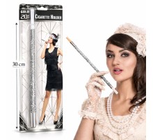 30 cm Gümüş Payetli Sigara Tutacağı – 1920’ler Gatsby Parti Aksesuarı