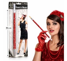 30 cm Kırmızı Payetli Sigara Tutacağı – 1920’ler Gatsby Parti Aksesuarı