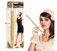 30 cm Altın Gold Payetli Sigara Tutacağı – 1920’ler Gatsby Parti Aksesuarı