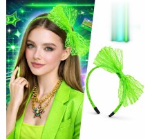 80’ler 90’lar Neon Yeşil Dantel Taç Fiyonklu