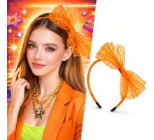 80’ler 90’lar Neon Turuncu Dantel Taç Fiyonklu