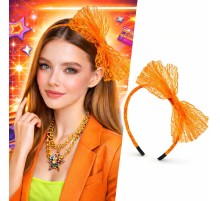 80’ler 90’lar Neon Turuncu Dantel Taç Fiyonklu