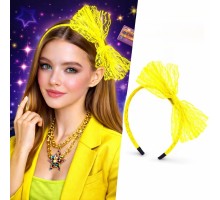 80’ler 90’lar Neon Sarı Dantel Taç Fiyonklu