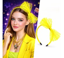 80’ler 90’lar Neon Sarı Dantel Taç Fiyonklu