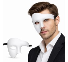 Beyaz Yarım Erkek Maske – Phantom Parti & Balo Maskesi