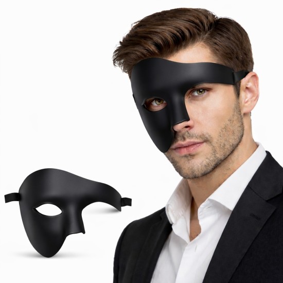 toptan-xml-dropshipping-Siyah Yarım Erkek Maske – Phantom Parti & Balo Maskesi