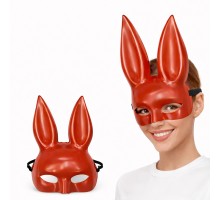 Uzun Kulaklı Kırmızı Lüks Tavşan Maskesi