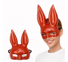 Uzun Kulaklı Kırmızı Lüks Tavşan Maskesi