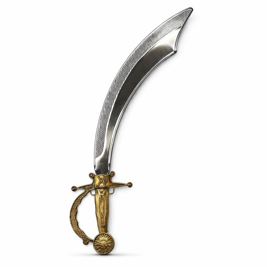 toptan-xml-dropshipping-Parlak Metal Görünümlü Eskitme Kabzalı Plastik Korsan Kılıcı 45 cm