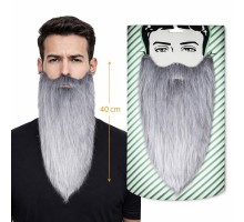 Gri Renk Lastikli Uzun Takma Sakal 40 cm