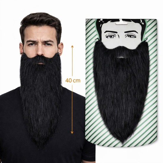 toptan-xml-dropshipping-Siyah Renk Lastikli Uzun Takma Sakal 40 cm