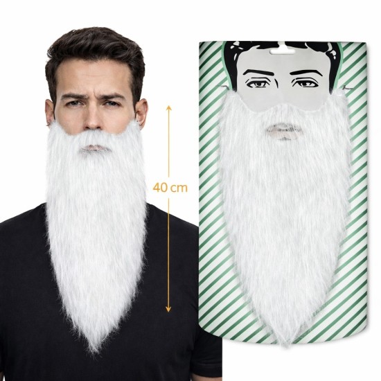 toptan-xml-dropshipping-Beyaz Renk Lastikli Uzun Takma Sakal 40 cm