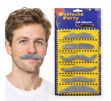 6 lı Yapışkanlı Gri Parti Bıyık Seti – Farklı Modeller