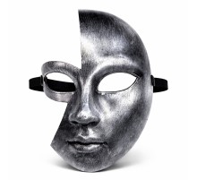 Antik Efektli Gümüş Yarım Yüz Parti Maskesi