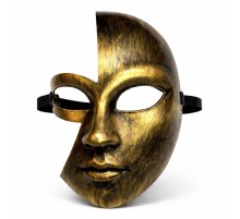 Antik Efektli Altın Yarım Yüz Plastik Parti Maskesi