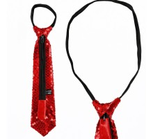 Kırmızı Pul Payetli Işıltılı Parti Kravatı 33 cm