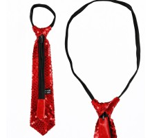 Kırmızı Pul Payetli Işıltılı Parti Kravatı 33 cm
