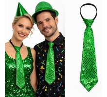 Yeşil Renk Pul Payetli Işıltılı Parti Kravatı 33 cm